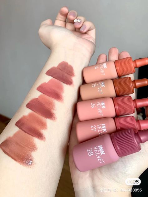 Peri Pera Ink Velvet, Peripera Ink Velvet Swatch, Peripera Airy Ink Velvet, Peripera Lip Tint, Cute Aestethic, Peripera Ink Velvet, Korean Makeup Brands, Eye Makeup Guide, Ink Velvet