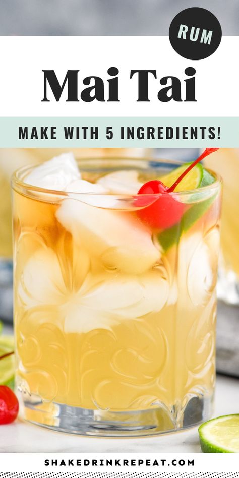 Easy Mai Tai Recipe, Mai Tai Drink Recipe, Summer Rum Drinks, Mai Tai Drink, Mai Tai Cocktail Recipes, Mai Tai Recipe, Mai Tai Cocktail, Hawaiian Cocktails, Biker Stuff