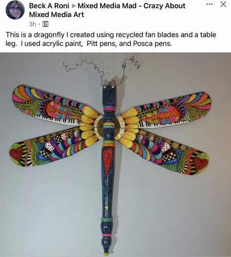 Dragon Fly Craft Diy, Dragonfly Crafts, Dragon Fly Fan Blades, Fan Blades Repurposed Ideas, Dragonfly Fan Blades Diy, Dragonfly Ceiling Fan Blades, Fan Blade Dragonfly, Ceiling Fan Art, Ceiling Fan Crafts