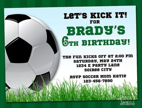 Awesome Printable Birthday Invitations For Free Soccer Party Invitations, Soccer Theme Party, Soccer Birthday Invitation, Football Party Invitations, Sports Birthday Invitations, Soccer Birthday Party, Football Invitations, Soccer Birthday Parties, Soccer Theme