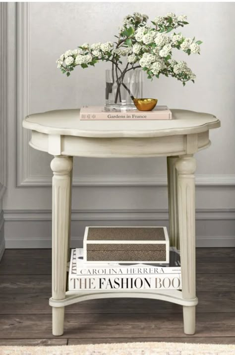 French Country Side Tables In Living Room, Side Table Transitional, Accent Tables Bedroom, End Tables Farmhouse Living Room, Modern Farmhouse Side Table Living Room, Round End Tables Living Room Farmhouse, White End Tables Bedroom, Accent End Table, Circle End Table Decor