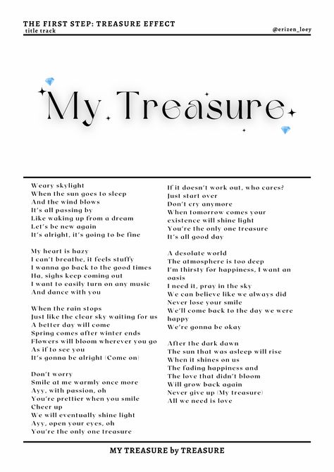 My Treasure Lyrics, Treasure Poster, Treasure Lyrics, K Pop Lyrics, Treasure Song, Kpop Lyrics, Song Lyric Posters, Lyrics Poster, My Demons