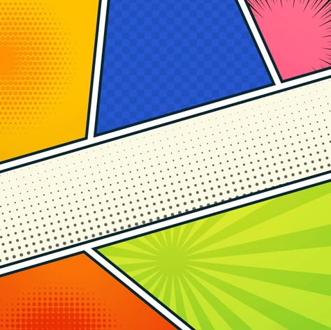 Abstract six empty comic book pages colorful dotted design Comic Book Background, Comic Template, Comic Background, Pop Art Background, Office Background, Overlays Picsart, Pop Art Comic, Comic Book Pages, Pop Art Wallpaper