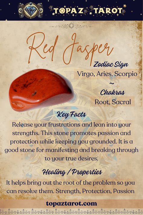 Harness the grounding strength of Red Jasper's earthy energy🌱🔴 Let its deep resonance anchor you to the present moment, empowering you to navigate life's challenges with steadfast determination. #thetopaztarot #topaztarotcrystals #crystals #RedJasper #RedJaspercrystals  #CrystalHealing #CrystalLove #CrystalEnergy #RedJasperMagic Red Jasper Crystal Meaning, Digital Book Of Shadows, Empath Healing, Red Jasper Crystal, Spell Magic, Jasper Crystals, Types Of Red, Spiritual Being, Red Jasper Stone