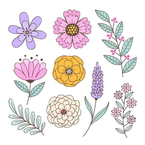 Summer Flower Doodles, Flower Power Doodles, Cute Flower Doodles, Cute Flower Designs, Flowers Doodles, Cute Flower Drawing, Flowers Doodle, Simple Flower Drawing, Clip Art Frames Borders