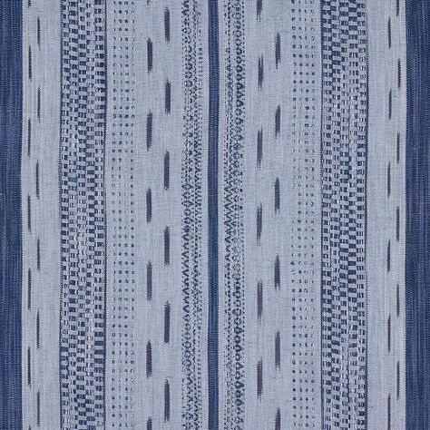 Mirza Ikat Stripe - Indigo On Chambray Fabrics | Schumacher Ikat Stripe, Indigo Ikat, Deck Boxes, Waverly Fabric, Schumacher Fabric, Chambray Fabric, Linen Yarn, Lee Jofa, Stripe Fabric