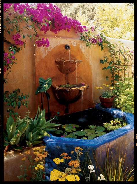 Terasse Ideas, Mexican Garden, Hacienda Style Homes, Fountain Design, Spanish Style Homes, Hacienda Style, Garden Area, Have Inspiration, Garden Fountain