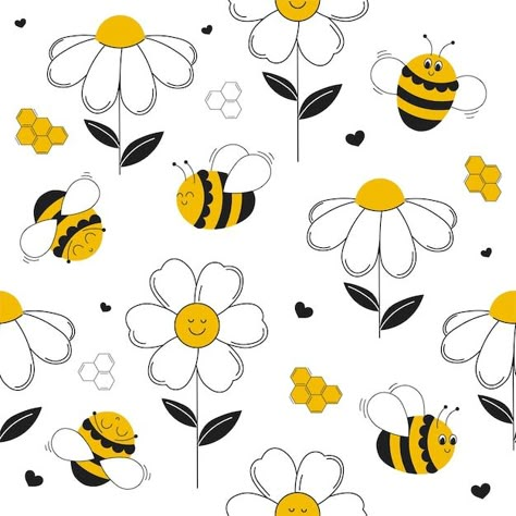 Print Patterns Aesthetic, Honey For Allergies, Bee Doodle, Health Drawing, Bee Vector, Sweets Aesthetic, Tattoo Bee, Flower On White Background, Honey Bee Design