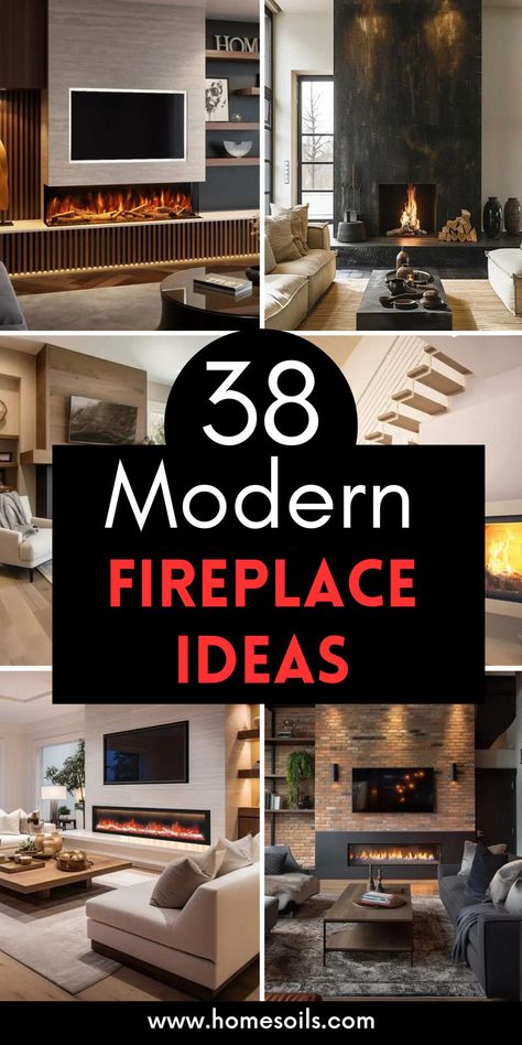 Elevate your living space with 38 modern fireplace ideas that combine style and functionality! From sleek designs to innovative placements, discover inspiration to create a stunning focal point in your home. Visit our site for tips on incorporating a modern fireplace into your decor! Modern Indoor Fireplace Ideas, Top Fireplace Design, 2 Story Living Room Electric Fireplace, Modern Gas Fires Living Rooms, Linear Fireplace Design Ideas, Fireplace Cladding Modern, Brick Wall And Fireplace, Panoramic Fireplace With Tv, Living Room Tv Wall With Fireplace Modern