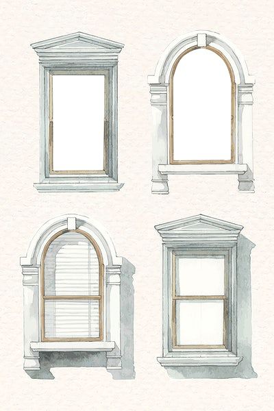 Windows Illustration Drawing, Windows Drawing Sketch, Window Sketch Architecture, Window Drawing Reference, Window Design Drawing, Window Drawing Sketch, Window Illustration Drawing, Window Drawing Ideas, Drawing Windows