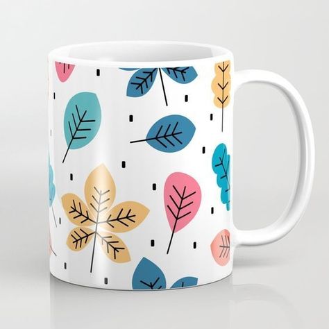 Anniversary Ideas For Him, Diy Pottery Painting, Vegan Quotes, Pottery Painting Designs, Fall Patterns, Painted Mugs, Cute Coffee Mugs, Diy Pottery, Leaves Pattern