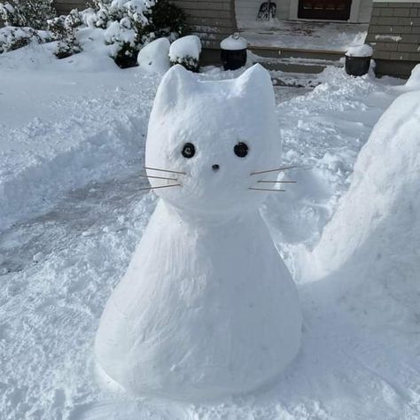 Snow Ideas, Snow Cat, Snowman Ideas, Snow Animals, Snow Sculptures, Snow Art, Snow Fun, I Love Winter, Snow Bunnies