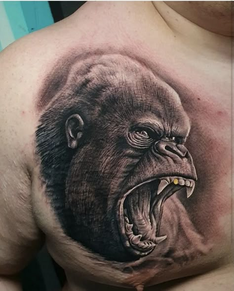 Gorilla Chest Tattoo Men, Gorrila Tattoos Men, Angry Gorilla Tattoo, Gorilla Chest Tattoo, King Kong Tattoo, Gorilla Tattoo Design, Gorilla Tattoo Ideas, Gorilla Tattoos, Angry Gorilla