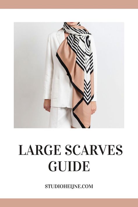 Large Rectangular Scarf Tying, How To Wear A Large Silk Scarf, Big Silk Scarf Outfit, How To Wear Large Square Scarf, Tie Large Square Scarf, How To Tie A Large Square Scarf, Large Silk Scarf Outfit, Big Scarf How To Wear A, How To Wear Big Scarves