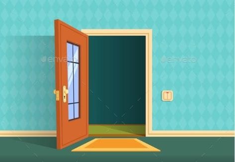 Cartoon Open Door #graphicdesign #graphicresource #graphicdesigner #VectorDesigns #VectorGraphic #VectorIllustration #design #designcollection #graphic #vector #EnvatoMarket Door Apartment, Apartment Hallway, Entrance Office, Amazing Apartments, Open Door Policy, Window Illustration, Gacha Background, Door Images, Hallway Entrance