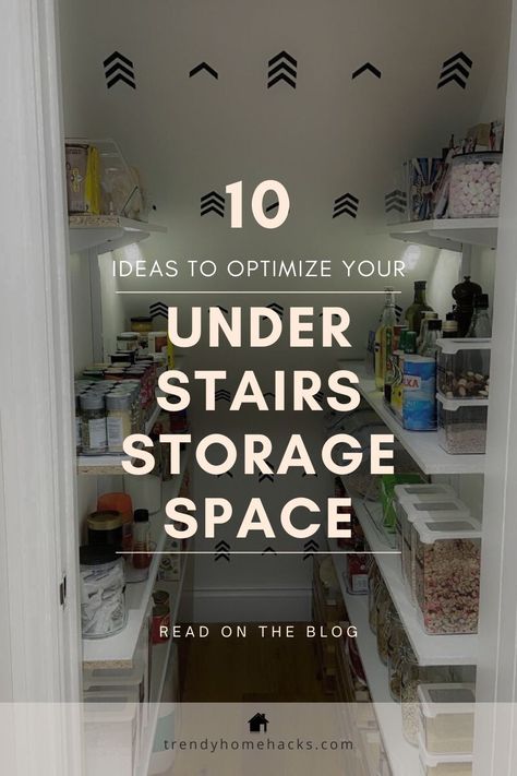 Discover ten ideas to maximize your living space, tailored to suit cozy cottages, trendy city apartments, or spacious suburban homes.   Unlock the potential of the space under your stairs! Often overlooked and left to collect dust, this area can become a catch-all for random items.   In this blog post, we dive into creative and efficient storage solutions to transform this hidden gem.   Ready to make the most of every inch? Visit the Trendy Home Hacks blog to read more and get inspired! Tiny Under Stairs Ideas, Storage Ideas For Under The Stairs, Shelving Ideas For Under Stairs Closet, Shoe Closet Under Stairs Ideas, Door Under Stairs Ideas, Best Under Stairs Storage Ideas, Under The Stairs Closet Organization Ideas, Under The Steps Storage Ideas, Pull Out Pantry Under Stairs