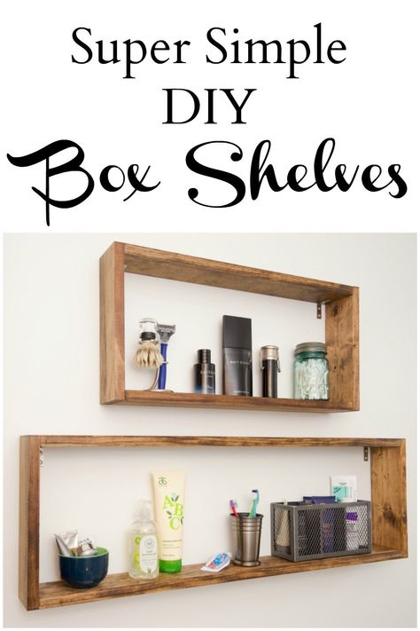 Box shelves are super stylish and so versatile. Here is a step-by-step tutorial for these super simple DIY box shelves. They are incredibly easy to put together! Diy Box Shelves, Easy Diy Shelves, Diy Shelves Design, Diy Shelves Ideas, Minwax Wood Stain, Gondola Shelving, Mobile Shelving, Box Shelf, Shelves Design