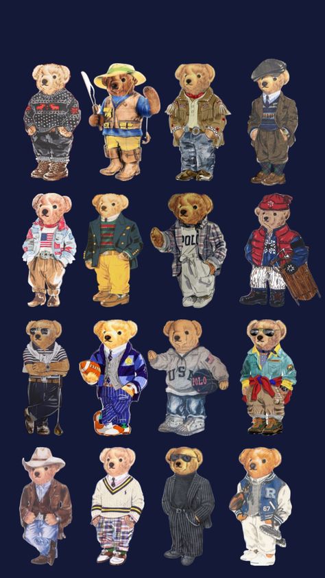 Polo Ralph Lauren Wallpaper, Polo Bear Ralph Lauren, Bear Sketch, Teddy Bear Clothes, Iphone Lockscreen Wallpaper, Teddy Bear Collection, Bear Outfits, Iphone Wallpaper Photos, Mens Outfit Inspiration