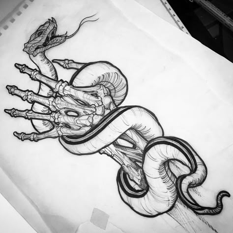 Tattoo art inspiration snake wrapped around skeleton arm Snakes Wrapping Around, Snake Wrapped Around Drawing, Snake Wrapped Around Arm Drawing, Holding Snake Drawing, Snake Wrapped Around Tattoo, Snake Wrapped Around, Snake Tattoo Wrapped Around Arm, Skeleton Arm Drawing, Skeleton Arm Tattoo