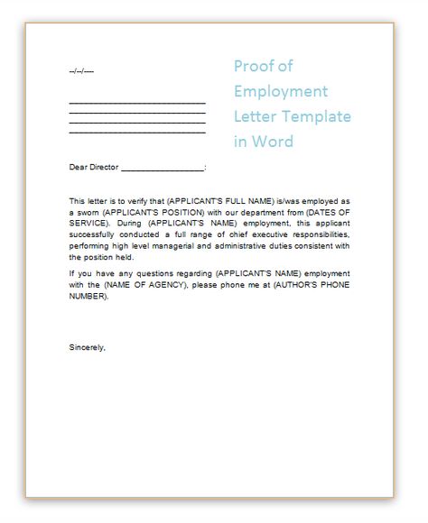 Employment Verification Letter Template - Free Report Templates Introduction Letter For Employment, Proof Of Employment Letter, Employment Letter Sample, Employment Letter, Employment Verification Letter Template, Employment Verification Letter, Letter Of Employment, Accountant Resume, Job Letter