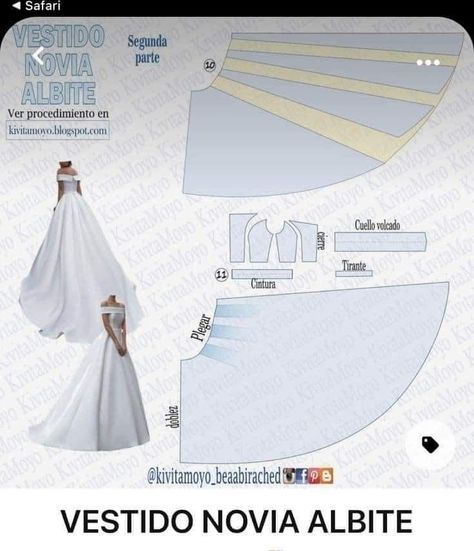 Diy Wedding Dress Patterns, Wedding Gown Patterns, Bridal Sewing Patterns, Sewing Patterns Dress, Pola Blus, Wedding Dress Sewing Patterns, Projek Menjahit, Evening Dress Patterns, Barbie Dress Pattern