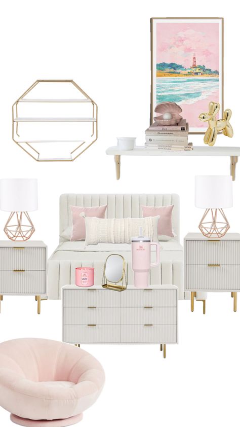 Vanilla Girl Room, Pink Vanilla Girl, Cool Girl Rooms, Cozy Teen Bedroom, Teen Room Designs, Beachy Room Decor, Ideas Habitaciones, Room Wishlist, White Room Decor