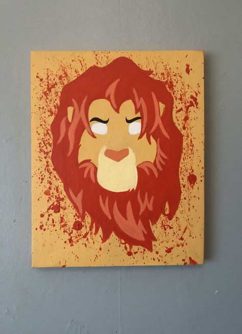 Lion King Painting Easy, Lion Painting Easy, Simba Painting, Lion King Painting, Lion Painting Acrylic, Things To Draw Sketch, Simba The Lion King, Elephant Painting Canvas, King Painting