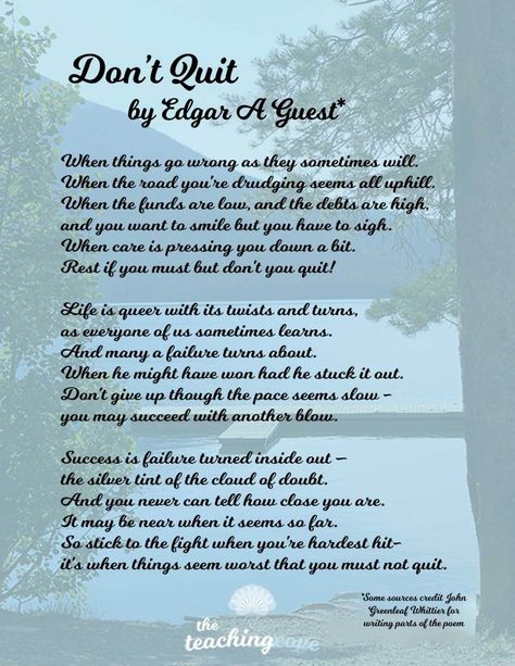 Don't-Quit-Poem-New-2 English Recitation, Poems About Dreams, Dont Quit Poem, The Time Will Pass Anyway, Motivational Mondays, Poems In English, Organizational Printables, Motivational Poems, Meaningful Poems