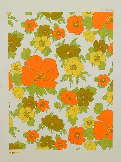 60s Flower Pattern, Bujo January, Floral Sheets, 60s Print, 70s Fabric, Groovy Art, Textiles Inspiration, 70s Design, Textile Prints Design