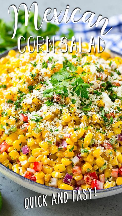 Cold Corn Salad, Mexican Corn Salad Recipe, Corn Salad Recipe Easy, Easy Corn Salad, Roasted Corn Salad, Corn Recipes Side Dishes, Fresh Corn Salad, Mexican Corn Salad, Corn Salad Recipe