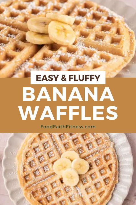 Banana waffles, a delicious twist on the classic favorite. Made with ripe bananas, eggs, flour, and a hint of cinnamon, these waffles are both wholesome and satisfying. Serve them warm with maple syrup, fresh fruit, or a dollop of whipped cream for a delightful treat. Banana Nut Waffles Recipes, Pineapple Waffles Recipe, Banana Waffle Recipe Easy, Banana Egg Waffles, Ripe Banana Breakfast, Strawberry Banana Waffles, Banana Waffles 3 Ingredient, Healthy Waffles Recipe, Banana Waffle Recipe