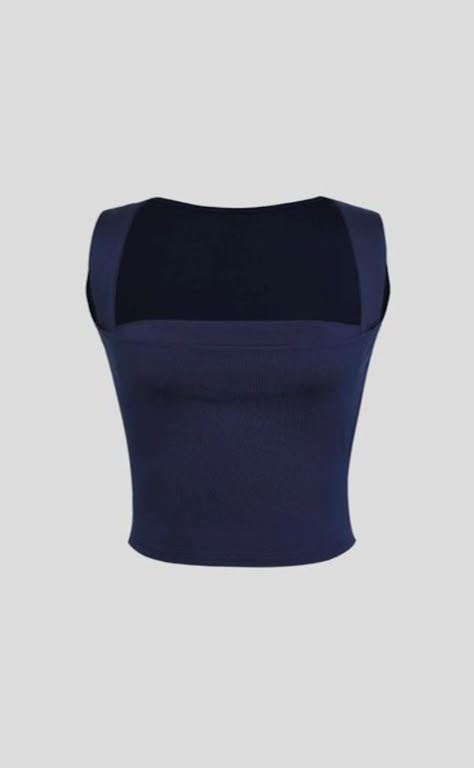 @shopmicas navy blue square cropped tank top Navy Blue Clothes, Navy Clothes, Blue Summer Top, Navy Blue Outfit, Navy Blue Crop Top, Summer Shopping List, Ballet Top, Snow White Costume, Top Azul