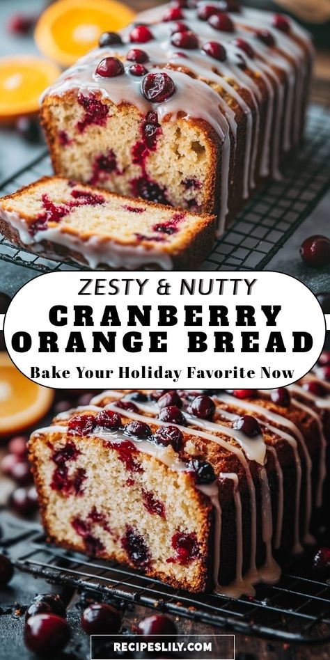 I can’t get enough of this deliciously moist Cranberry Orange Bread! The combination of zesty oranges and tart cranberries creates a perfect balance, and the nutty flavor adds a delightful crunch. Drizzled with a sweet glaze, this bread is not only a treat for the taste buds but also a beautiful addition to any holiday table. Bake this easy recipe and share the joy with your loved ones! Orange Cranberry Nut Bread, Cranberry Cinnamon Roll Monkey Bread, Cranberry Orange Bread With Simple Glaze, Cranberry Bread With Fresh Cranberries, Cranberry Loaf Recipe, Moist Cranberry Orange Bread, Cranberry Orange Bread Recipe, Cranberry Crunch, Cranberry Quick Bread