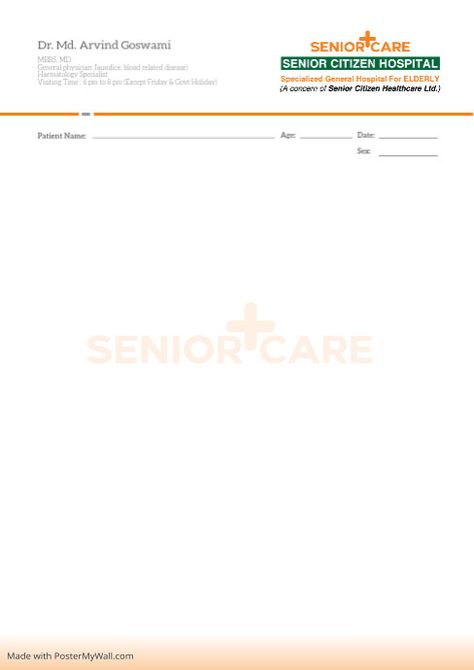 Doctor's Letterhead Doctor Letterhead Design, Private Hospitals, Letterhead Design, Senior Care, Online Ads, Senior Citizen, Pad Design, Medical Prescription, General Hospital