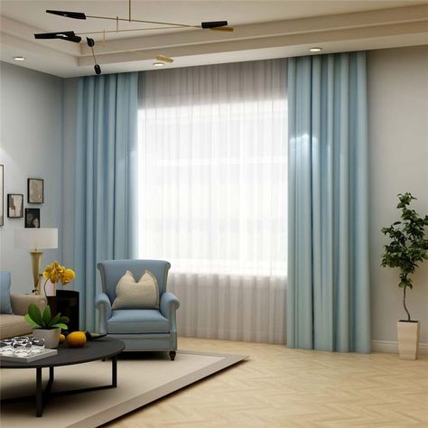 Solid Light Blue Curtain Modern Silk Imitation Curtain Living Room Bedroom Blackout Fabric(One Panel) Light Blue Curtains Bedroom, Light Blue Curtains Living Room, Baby Blue Curtains, Blue Curtains Bedroom, Blue Curtains Living Room, Light Blue Curtains, Light Blue Living Room, Curtain Living Room, Blue Blackout Curtains