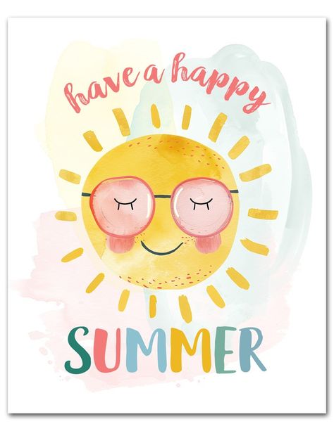 Hello Summer Printable Free, Summer Clipart Free Printable, Summer Tags Printable Free, Happy Summer Holidays, February Crafts, Wal Art, Daily Greetings, Printable Holiday Card, Summer Printables