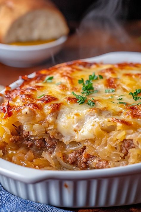 Sauerkraut Crock, Sauerkraut Casserole, Spinach Cream Sauce, Sauerkraut Soup, Sauerkraut Recipes, Homemade Lasagna, Meat Alternatives, Ground Beef Casserole, Organized Chaos