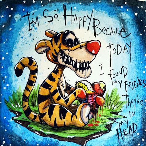 Emi Boz on Instagram: “Bidding starts at 17 for a “I’m So Happy” signed print, comment with your bid below!👇 . . #tigger #tiggerlovesdisney #disney #winniethepooh…” Cow Cartoon Images, Cow Cartoon, Alice In Wonderland Artwork, Pink Floyd Art, Wonderland Artwork, Creepy Drawings, Purple Flowers Wallpaper, Art Therapy Projects, Im So Happy