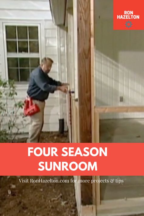 Diy Three Season Room, Sunroom Converted To Family Room, Porch To Room Conversion, Convert Porch To Sunroom, Screened Porch To Sunroom Convert, Close In Porch Ideas, How To Close In A Porch, Patio Converted To Sunroom, How To Insulate A Sunroom