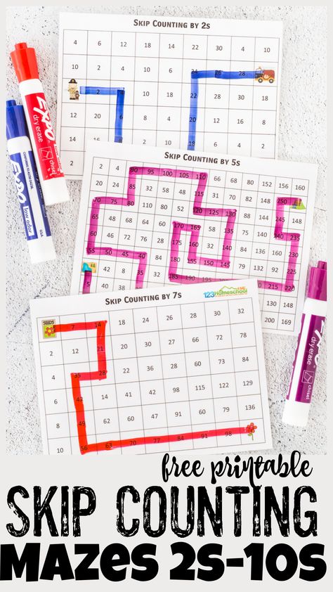 Count On Activities, 3rd Grade Math Groups, Skip Counting Mazes Free Printable, Counting By Fives Activity, Skip Count Activities, Grade 2 Maths Activities, Counting By 5 Activities Free Printable, Teaching Skip Counting, Counting In 10s Activities