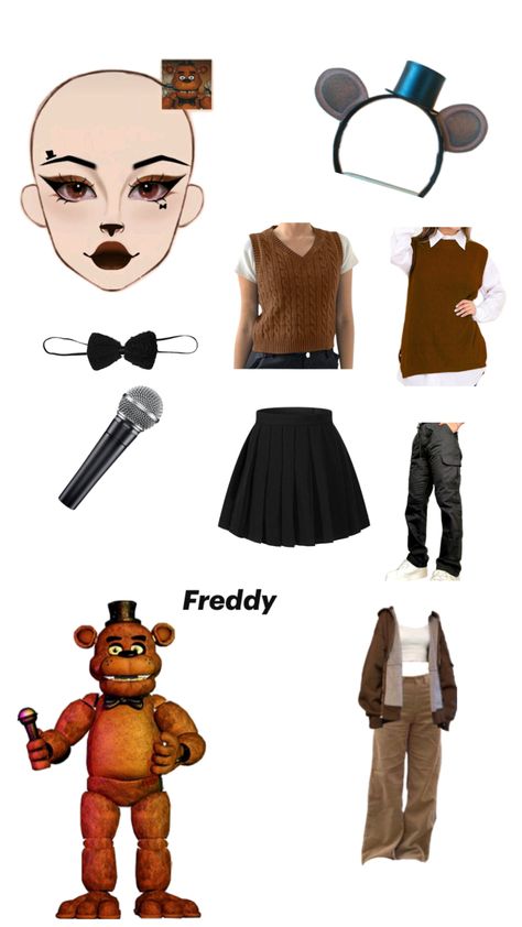 Halloween costume cosplay Fnaf Outfit Ideas, Fnaf Cosplay Ideas, Season Costumes, Fnaf Halloween, Fnaf Makeup, Classy Costumes, Fnaf Outfits, Freddy Costume, Fnaf Freddy Fazbear