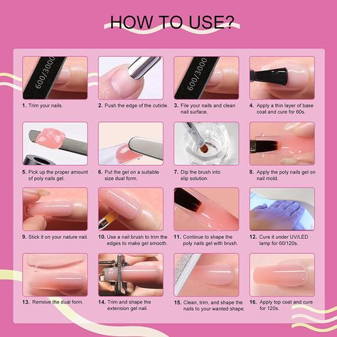 Nails At Home For Beginners, Starter Nail Kit, Gel Nails Prep, Polygel Nails Kit, Best Amazon Polygel Nail Kit, Nail Extensions For Beginners, Poly Gel Nail Extension, Poly Gel Diy, Best Diy Gel Nail Kit