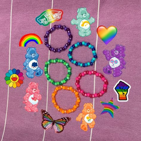 Care Bears Bracelet, Kawaii Beaded Bracelets As A Gift, Gloomy Bear Kandi Pattern, Adjustable Kawaii Beaded Bracelets, Sanrio Kandi Cuff, Cute Kawi Kandi Bracelets, Princess Accessories, Girl Pony, Bracelet Business