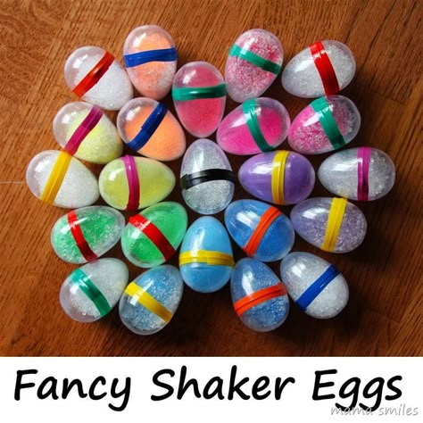 Fancy Shaker Eggs - pretty, fun, and easy to make :) Homemade Musical Instruments, Egg Shakers, Homemade Instruments, Music Study, Diy Instruments, Plastic Pellets, Preschool Music, Diy Musical Instruments, Music Crafts