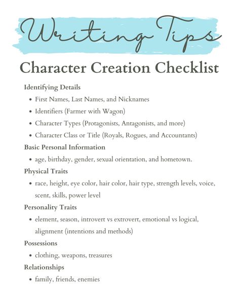 How to Create a Detailed Character Outline Spreadsheet Creating An Original Character, How To Create Characters Personality, Character Basic Info, Main Character Vs Side Character, Book Character Personality Types, How To Write Smart Characters, How To Make A Character For A Book, Traits To Add To Characters, Writing Tips Introducing Characters