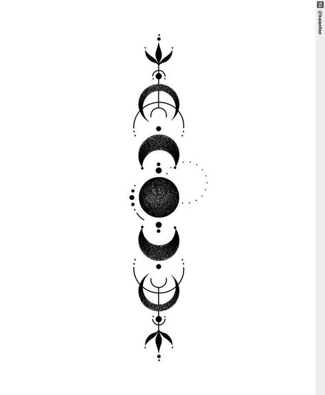 Phase Tattoo, Moon Phases Tattoo, Witch Tattoo, Muster Tattoos, Moon Tattoo Designs, Spine Tattoo, Spine Tattoos, Dope Tattoos, Simplistic Tattoos