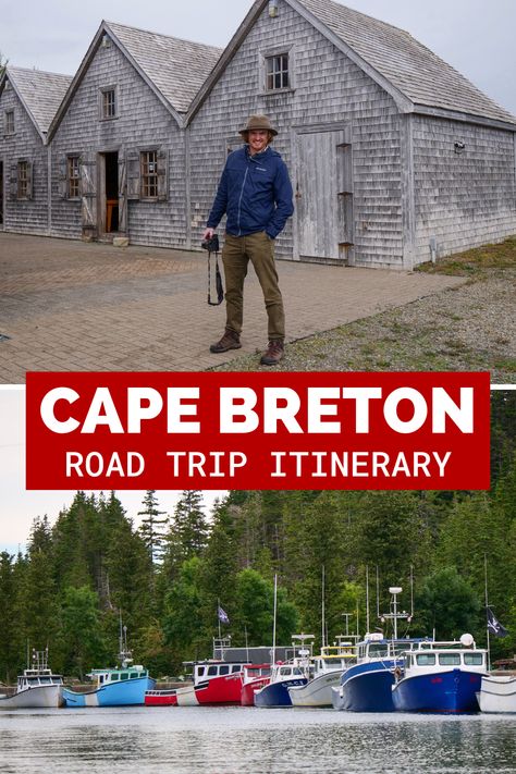 This is a travel itinerary for a road trip on the southern part of Cape Breton Island in Nova Scotia, Canada. Baddeck Nova Scotia, Eastern Canada Travel, East Coast Canada, Nova Scotia Travel, Halifax Canada, Cape Breton Nova Scotia, Road Trip Stops, Cabot Trail, Cape Breton Island