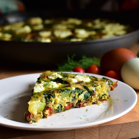 Spinach, Fennel, and Zucchini Frittata Zucchini Quiche Recipes, Eggs Dishes, Zucchini Frittata Recipe, Basic Breakfast, Amanda Nighbert, Mini Pumpkin Muffins, Traditional Greek Recipes, Greek Breakfast, Zucchini Quiche