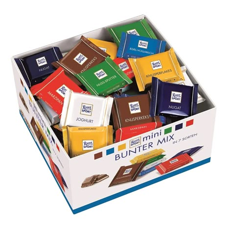 Chocolate Candy Brands, Candy Alternatives, Ritter Sport, Chocolate Squares, Bar Displays, Grocery Foods, Cake Truffles, Candy Brands, Yummy Comfort Food