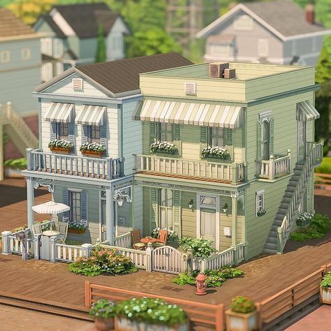 Pastel Townhouses 🎨 | noCC 🛠️Packs used: Base game #basegame 🏷️: @ea @thesims #sccregram #thesims #sims #eacreatornetwork… | Instagram Sims 4 Build Prompts, Sims 4 Bgc House, Cute Base Game Sims, 2 Story Sims House Layout, Sims 2 Building Ideas, Cute Sims 4 Houses Base Game, Sims 4 Bookstore Build, Sims Building Tips, Sims House Ideas Base Game